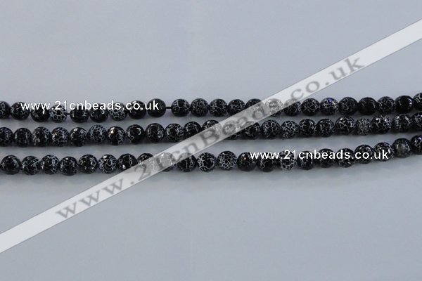 CAG7601 15.5 inches 6mm faceted round frosted agate beads wholesale