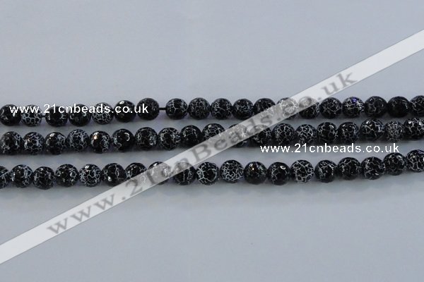 CAG7602 15.5 inches 8mm faceted round frosted agate beads wholesale