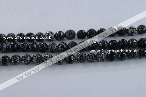 CAG7605 15.5 inches 14mm faceted round frosted agate beads wholesale