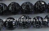 CAG7606 15.5 inches 16mm faceted round frosted agate beads wholesale