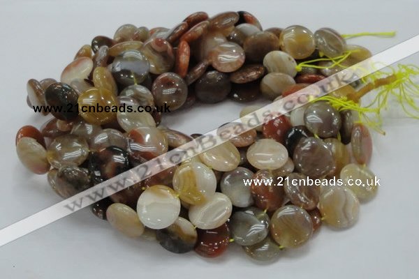 CAG777 15.5 inches 20mm flat round yellow agate gemstone beads