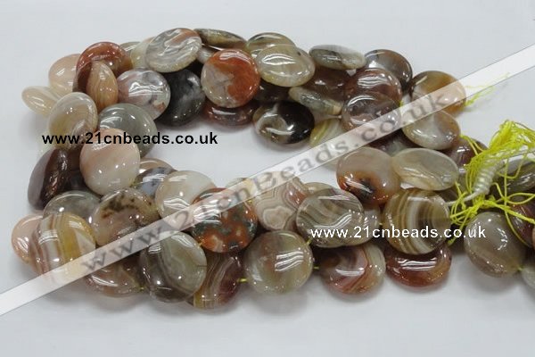 CAG778 15.5 inches 25mm flat round yellow agate gemstone beads