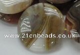 CAG780 15.5 inches 35mm flat round yellow agate gemstone beads