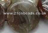 CAG782 15.5 inches 50mm flat round yellow agate gemstone beads