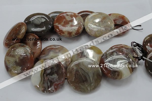 CAG782 15.5 inches 50mm flat round yellow agate gemstone beads