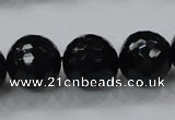 CAG7852 15.5 inches 16mm faceted round black agate beads wholesale