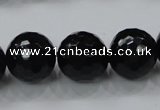 CAG7853 15.5 inches 20mm faceted round black agate beads wholesale
