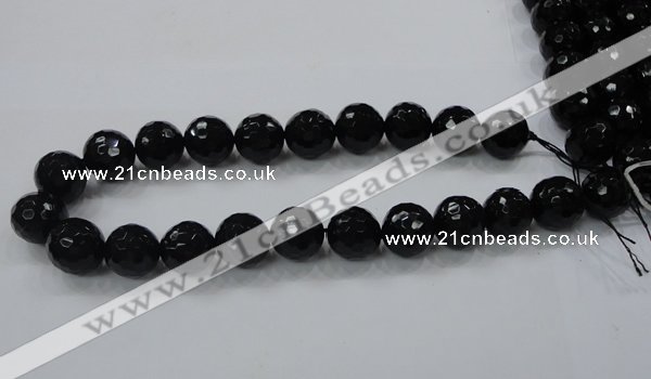 CAG7853 15.5 inches 20mm faceted round black agate beads wholesale