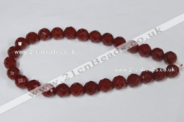 CAG7863 15.5 inches 16mm faceted round red agate beads wholesale