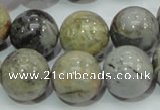 CAG7868 15.5 inches 18mm round silver needle agate beads