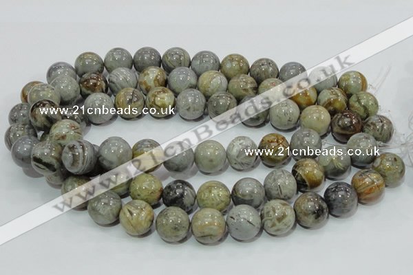 CAG7868 15.5 inches 18mm round silver needle agate beads