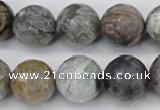 CAG7872 15.5 inches 18mm faceted round silver needle agate beads