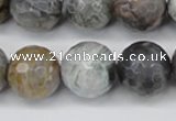 CAG7873 15.5 inches 20mm faceted round silver needle agate beads