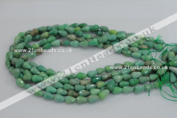 CAG7876 15.5 inches 8*10mm faceted teardrop grass agate beads