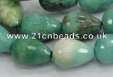 CAG7879 15.5 inches 13*18mm faceted teardrop grass agate beads