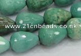 CAG7880 15.5 inches 15*20mm faceted teardrop grass agate beads