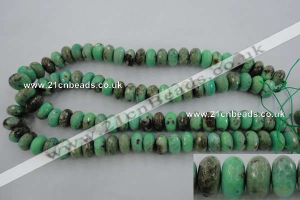 CAG7888 15.5 inches 10*14mm faceted rondelle grass agate beads