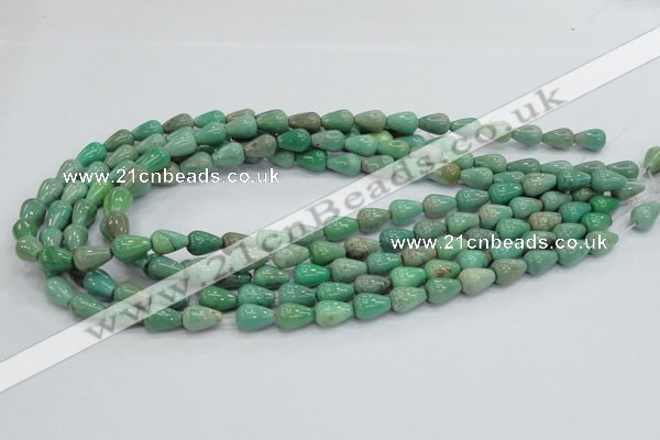 CAG7894 15.5 inches 6*10mm teardrop grass agate beads wholesale