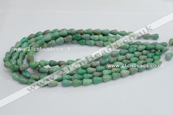 CAG7895 15.5 inches 8*10mm teardrop grass agate beads wholesale