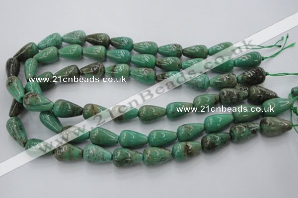 CAG7899 15.5 inches 13*18mm teardrop grass agate beads wholesale