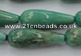 CAG7901 15.5 inches 10*30mm teardrop grass agate beads wholesale