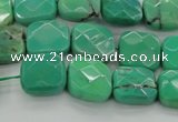 CAG7911 15.5 inches 12*12mm faceted square grass agate beads