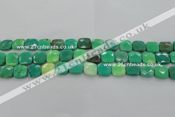 CAG7913 15.5 inches 15*15mm faceted square grass agate beads