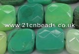 CAG7916 15.5 inches 20*20mm faceted square grass agate beads
