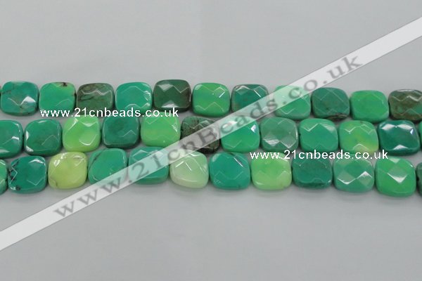 CAG7916 15.5 inches 20*20mm faceted square grass agate beads