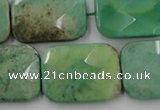 CAG7926 15.5 inches 18*25mm faceted rectangle grass agate beads