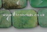 CAG7927 15.5 inches 25*35mm faceted rectangle grass agate beads