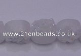 CAG7945 7.5 inches 8*10mm oval plated white druzy agate beads