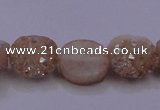 CAG7946 7.5 inches 8*10mm oval plated white druzy agate beads