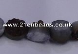 CAG7948 7.5 inches 8*10mm oval plated white druzy agate beads