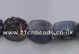CAG7950 7.5 inches 8*10mm oval plated white druzy agate beads