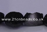 CAG7955 7.5 inches 10*14mm oval plated white druzy agate beads