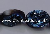 CAG7958 7.5 inches 12*16mm oval plated white druzy agate beads