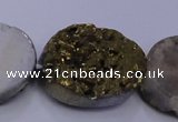 CAG7965 7.5 inches 15*20mm oval plated white druzy agate beads