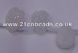 CAG7970 Top drilled 13*18mm flat teardrop plated white druzy agate beads