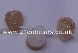 CAG7971 Top drilled 13*18mm flat teardrop plated white druzy agate beads