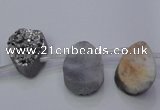 CAG7972 Top drilled 13*18mm flat teardrop plated white druzy agate beads