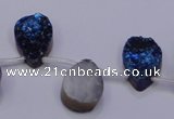 CAG7975 Top drilled 13*18mm flat teardrop plated white druzy agate beads