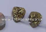 CAG7978 Top drilled 15*20mm flat teardrop plated white druzy agate beads