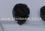 CAG7988 Top drilled 22*30mm flat teardrop plated white druzy agate beads