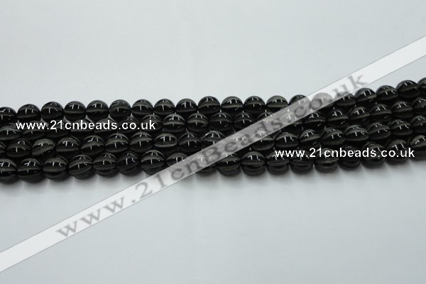 CAG8000 15.5 inches 8mm carved round black agate beads