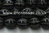 CAG8001 15.5 inches 10mm carved round black agate beads