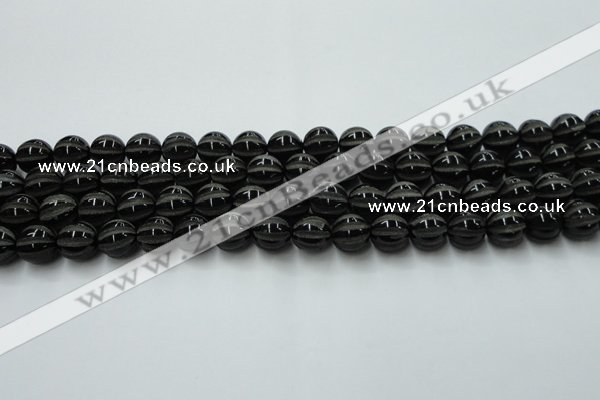 CAG8001 15.5 inches 10mm carved round black agate beads