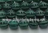 CAG8005 15.5 inches 8mm carved round green agate beads