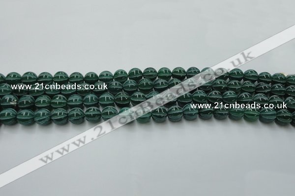 CAG8005 15.5 inches 8mm carved round green agate beads