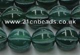 CAG8008 15.5 inches 14mm carved round green agate beads